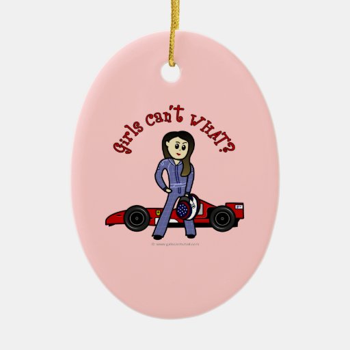 Light Race Car Driver Girl Ornament
