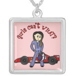 Light Race Car Driver Personalized Necklace
