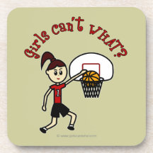 Light Red Basketball Girl Coasters