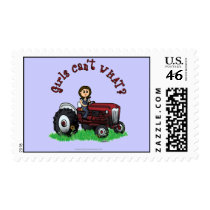 Light Red Farmer Girl Postage