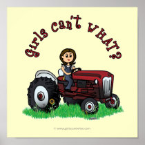 Light Red Farmer Girl Poster