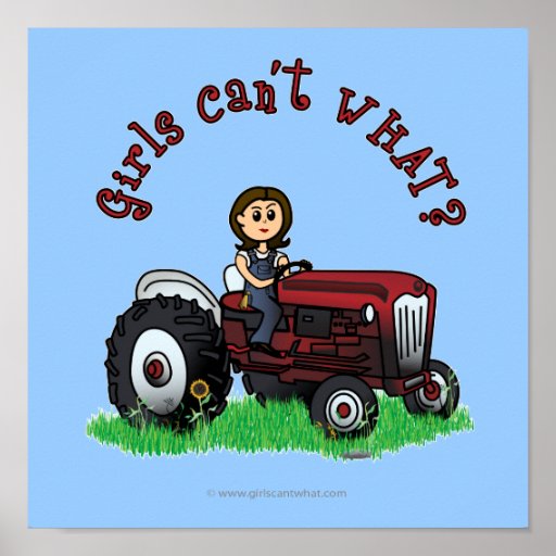 Light Red Farmer Girl Posters