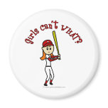 Light Red Girls Baseball Magnet