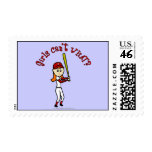 Light Red Girls Baseball Postage Stamp