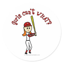 Light Red Girls Baseball Sticker