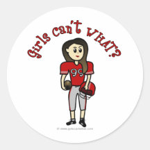 Light Red Girls Football Sticker