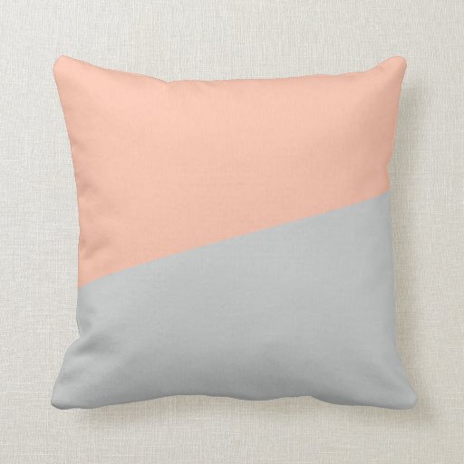 Light Salmon + Gray Throw Pillows Zazzle