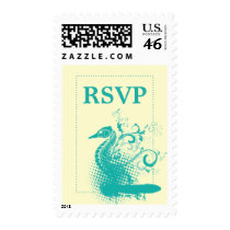 Light sea green seahorse on cream wedding RSVP Postage Stamp