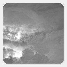Light Show Black and White Square Stickers