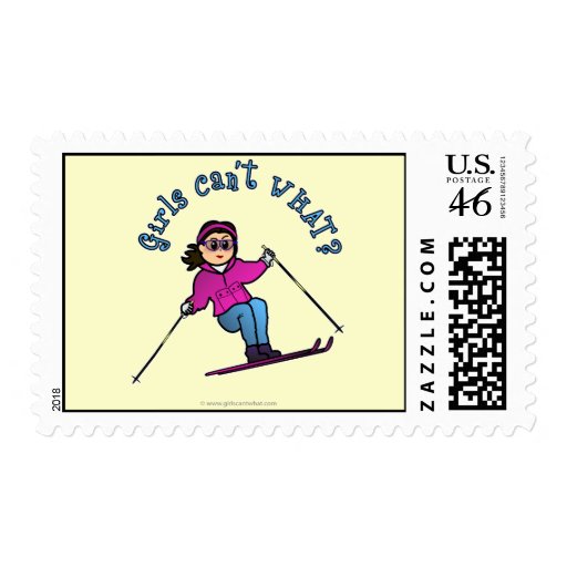 Light Snow Skier Postage Stamp