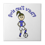 Light Soccer Girl in Blue Uniform Ceramic Tile