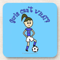 Light Soccer Girl in Blue Uniform Coaster