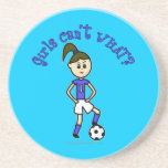 Light Soccer Girl in Blue Uniform Drink Coasters
