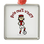 Light Soccer Girl in Red Christmas Ornament