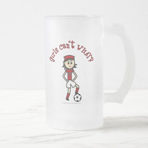 Light Soccer Girl in Red Coffee Mug
