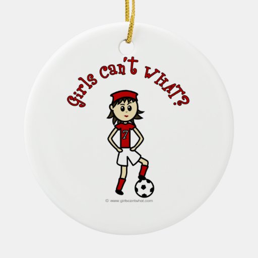 Light Soccer Girl in Red Ornament