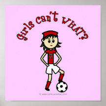 Light Soccer Girl in Red Poster