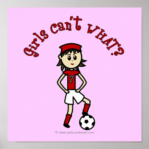 Light Soccer Girl in Red Poster