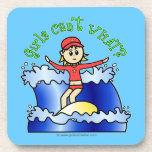 Light Surfer Girl on Surfboard Coasters