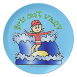 Light Surfer Girl on Surfboard Dinner Plate
