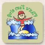Light Surfer Girl on Surfboard Drink Coaster