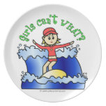 Light Surfer Girl on Surfboard Party Plate
