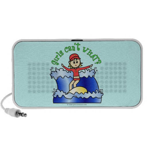Light Surfer Girl on Surfboard Travel Speaker