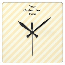Light Tan Stripes with Black Text. Wallclock