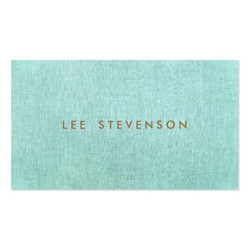 Light Turquoise Blue Linen Look Minimalist Business Card Template (front side)