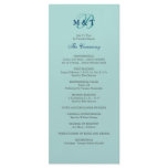 Light Turquoise Blue Monogram Wedding Program Personalized Rack Card