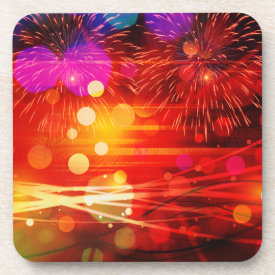 Light Up the Sky Light Rays and Fireworks Drink Coaster