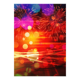 Light Up the Sky Light Rays and Fireworks Personalized Invitations