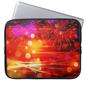 Light Up the Sky Light Rays and Fireworks Laptop Computer Sleeve