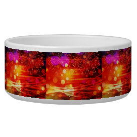 Light Up the Sky Light Rays and Fireworks Pet Food Bowl