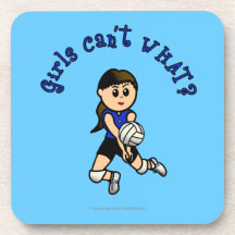 Light Volleyball Girl in Blue Uniform Drink Coasters