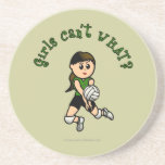 Light Volleyball Girl in Green Uniform Drink Coaster