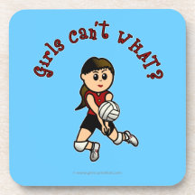 Light Volleyball Girl in Red Uniform Drink Coaster