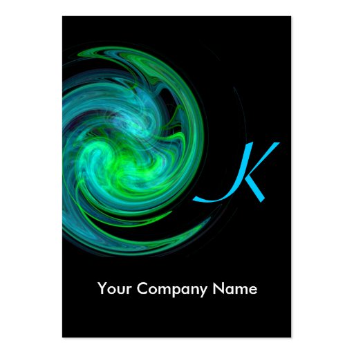 LIGHT VORTEX MONOGRAM Vibrant black blue green Business Card Template (back side)