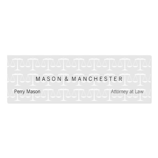 Light White "Watermark Style" Scales of Justice Business Card Template (front side)