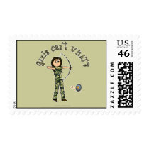 Light Woman Archery in Camouflage Stamp