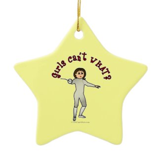 Light Woman Fencing Christmas Ornament