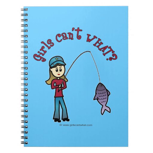 Light Woman Fishing Spiral Note Book