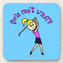 Light Woman Golfer Coaster