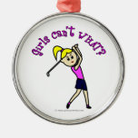 Light Woman Golfer Ornament