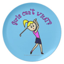 Light Woman Golfer Party Plates