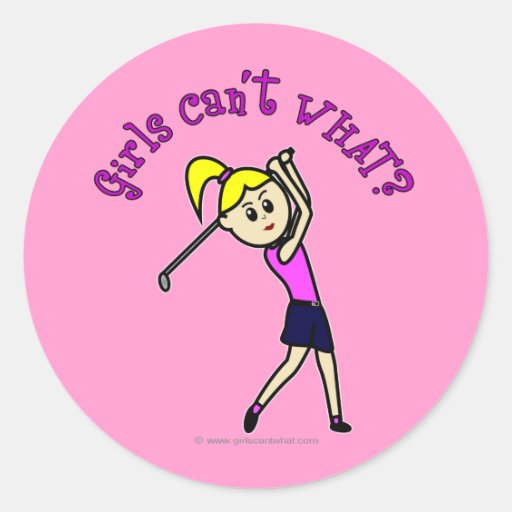 Light Woman Golfer Round Stickers