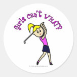Light Woman Golfer Round Stickers