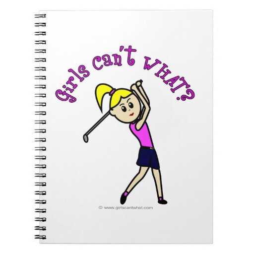 Light Woman Golfer Spiral Note Book