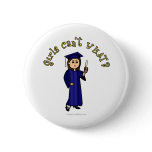 Light Woman Graduate in Blue Gown Buttons