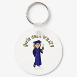 Light Woman Graduate in Blue Gown Keychains